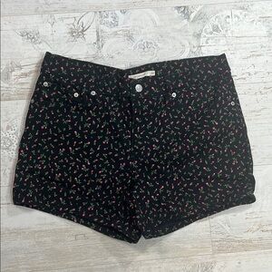 Levi’s Floral Print Black Mid Length Denim Shorts Size 32